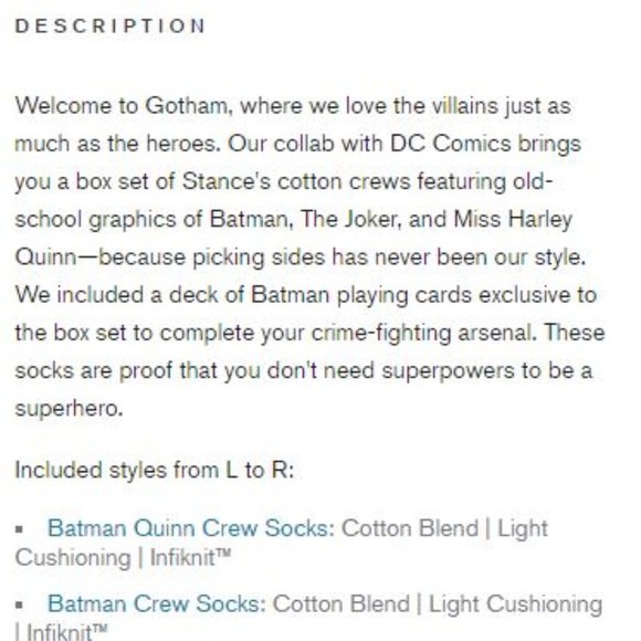 SOLD! // STANCE - BATMAN CREW SOCKS BOX SET LARGE | NWT - Picture 7 of 9